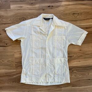 Vintage Guayabera Shirt White Small